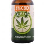 En flaske Jacob Hooy CBD Olie 5% (30ml) siddende på en hvid overflade.