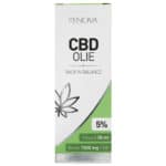 En flaske Renova CBD Olie 5% (30 ml) på en hvid baggrund.