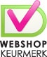 et logo til en webshop med et flueben.