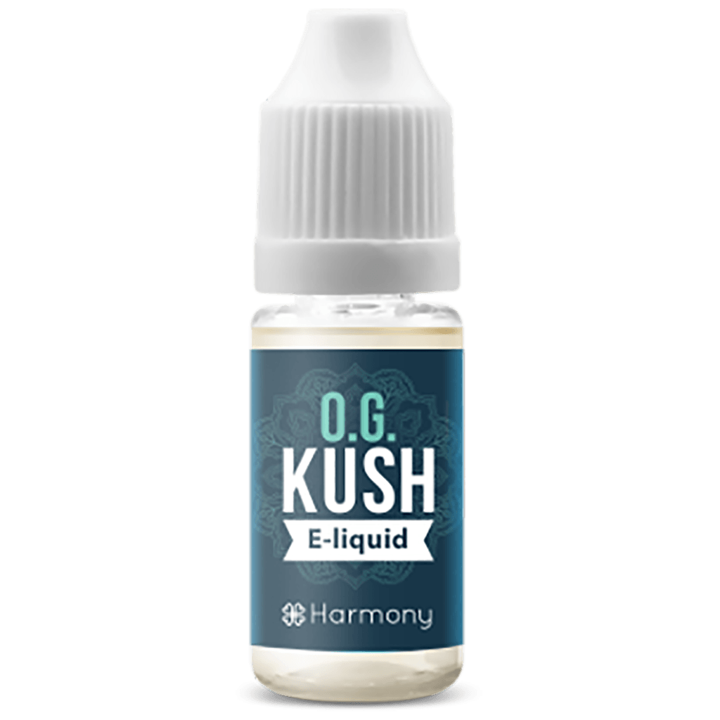 En flaske Harmony E-Væske 300mg CBD - O.G. Kush (10 ml) væske.