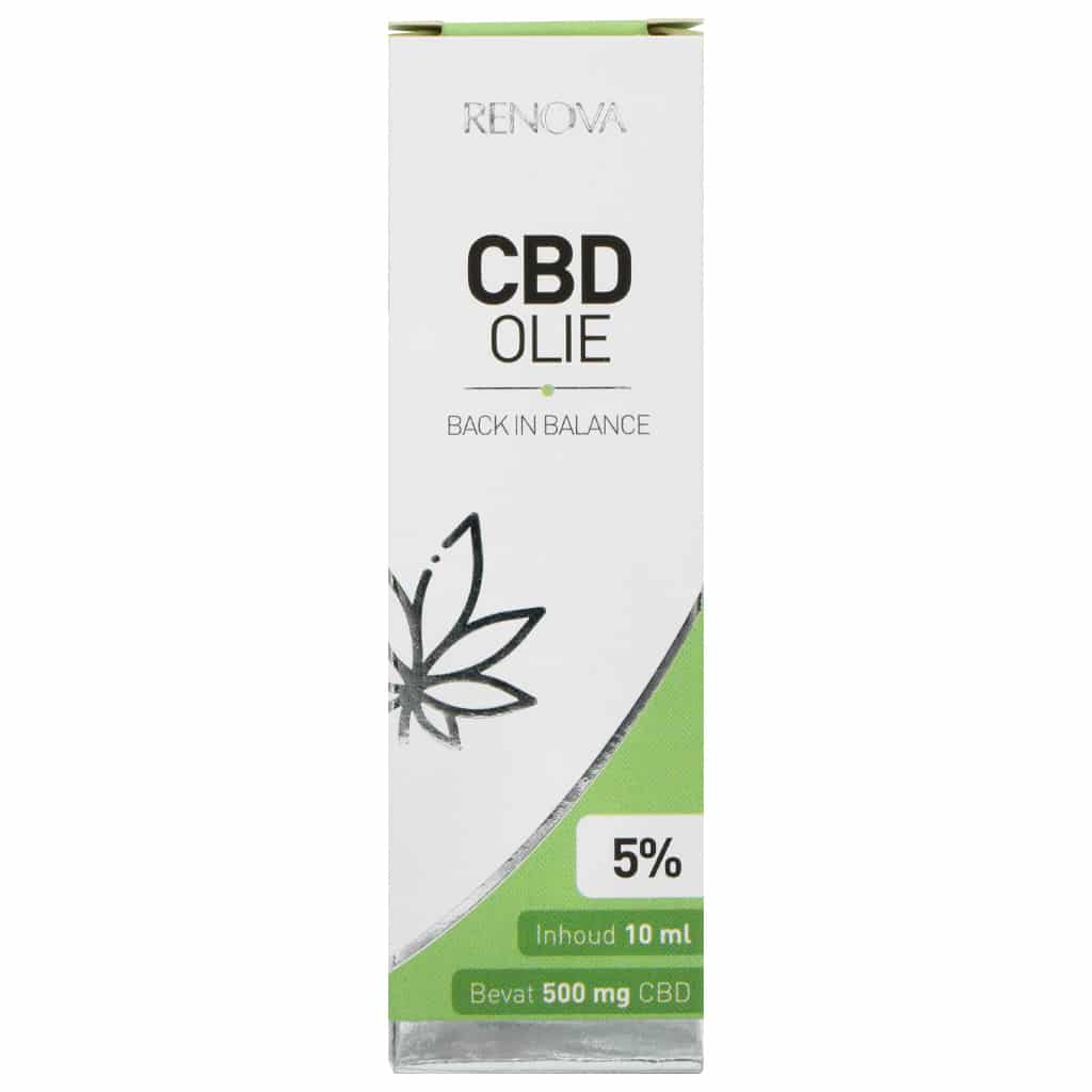 Et rør Renova CBD Olie 5% på en hvid baggrund.