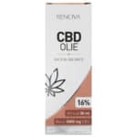 En Renova CBD Olie 16% (30 ml) flaske på en hvid baggrund.