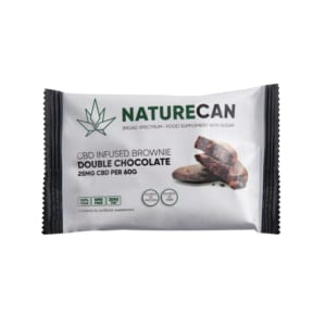 Naturecan CBD-infunderet CBD mælkechokolade dobbelt chokolade brownie.